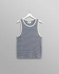 Montague - Blue And Ecru Striped Ribbed Organic Cotton Vest