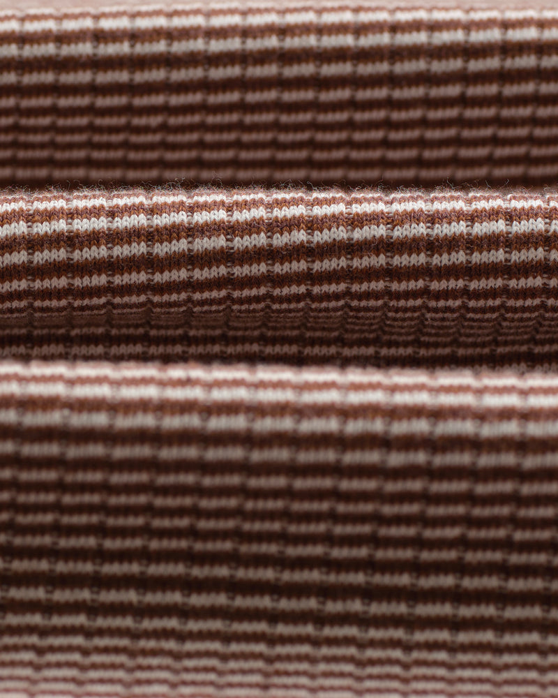 wax london Montague - Brown And Ecru Striped Ribbed Organic Cotton Vest