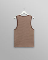 wax london Montague - Brown And Ecru Striped Ribbed Organic Cotton Vest