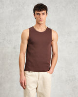 wax london Montague - Brown Ribbed Organic Cotton Vest