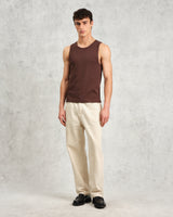 wax london Montague - Brown Ribbed Organic Cotton Vest