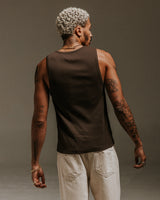 wax london Montague - Brown Ribbed Organic Cotton Vest