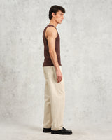 wax london Montague - Brown Ribbed Organic Cotton Vest