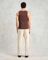 wax london Montague - Brown Ribbed Organic Cotton Vest