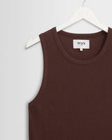 wax london men's Montague - Brown Ribbed Organic Cotton Vest