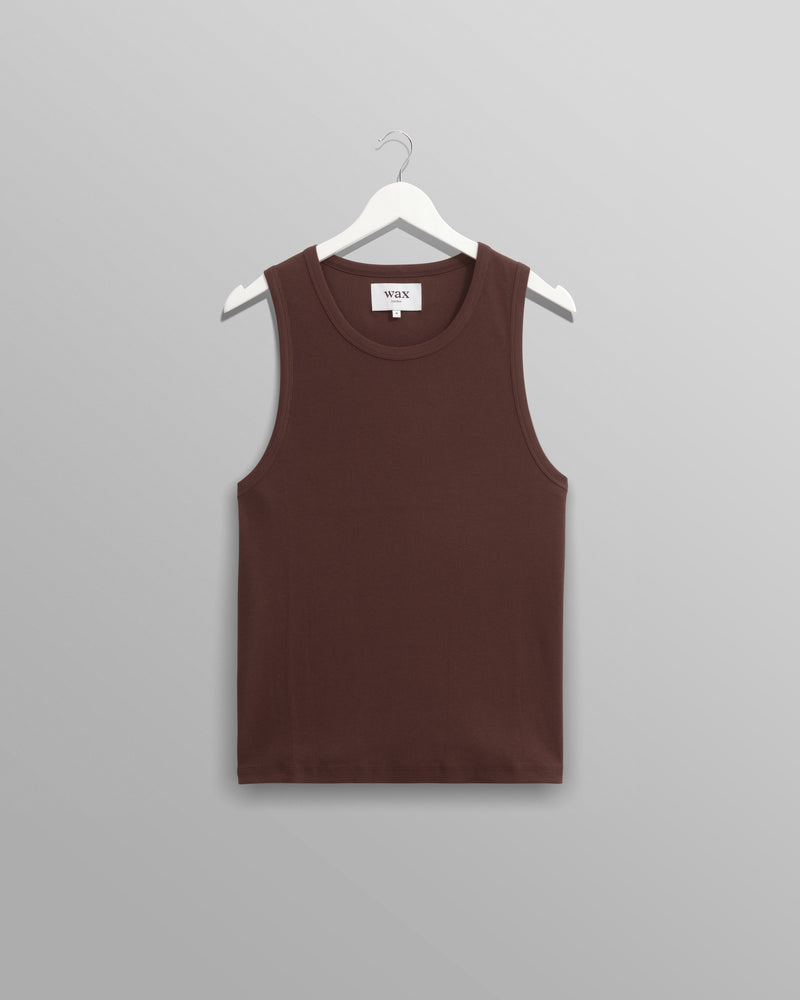 wax london Montague - Brown Ribbed Organic Cotton Vest