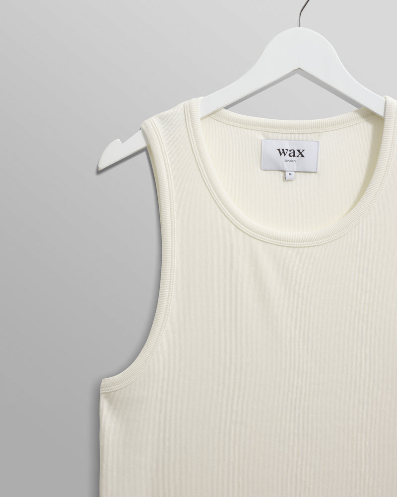 wax london Montague - Ecru Ribbed Organic Cotton Vest