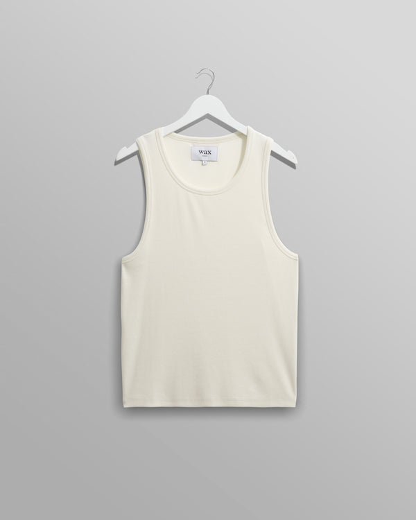 wax london Montague - Ecru Ribbed Organic Cotton Vest