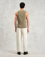 wax london Montague - Khaki Ribbed Organic Cotton Vest