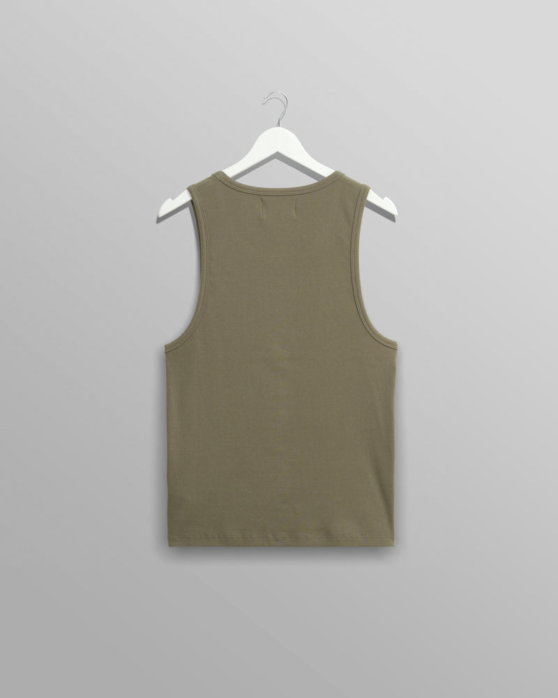 wax london Montague - Khaki Ribbed Organic Cotton Vest