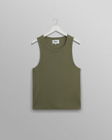 wax london Montague - Khaki Ribbed Organic Cotton Vest