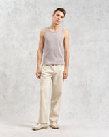 wax london Montague - Taupe Grey Ribbed Organic Cotton Vest