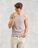 wax london Montague - Taupe Grey Ribbed Organic Cotton Vest