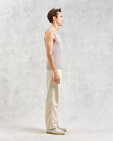 wax london Montague - Taupe Grey Ribbed Organic Cotton Vest