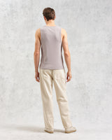 wax london Montague - Taupe Grey Ribbed Organic Cotton Vest