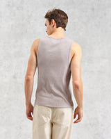 wax london Montague - Taupe Grey Ribbed Organic Cotton Vest