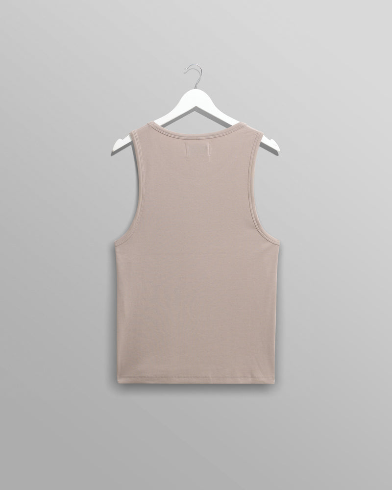 wax london Montague - Taupe Grey Ribbed Organic Cotton Vest