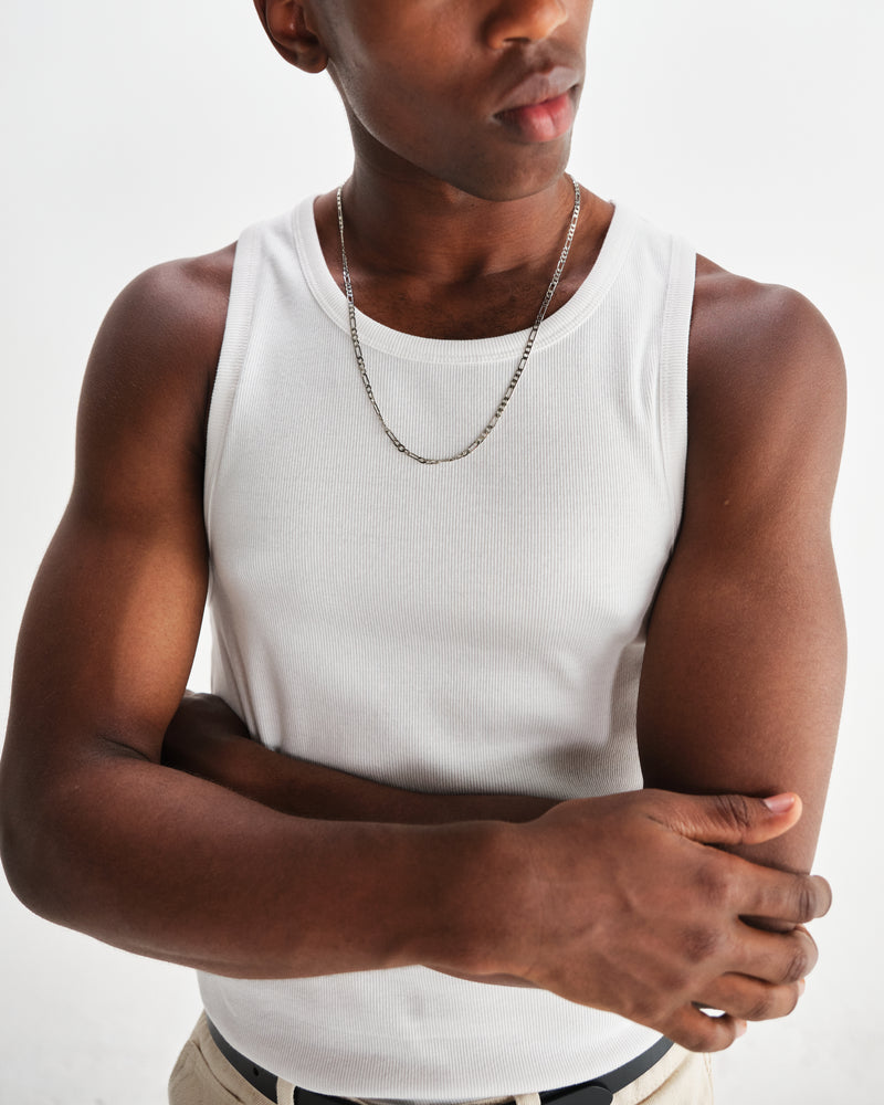wax london men's Montague - White Ribbed Organic Cotton Vest