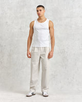 wax london Montague - White Ribbed Organic Cotton Vest