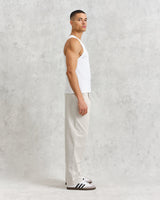 wax london Montague - White Ribbed Organic Cotton Vest