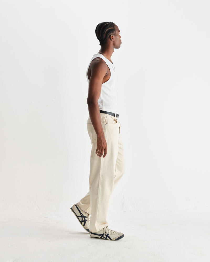 wax london men's Montague - White Ribbed Organic Cotton Vest