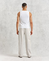 wax london Montague - White Ribbed Organic Cotton Vest