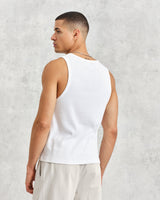 wax london Montague - White Ribbed Organic Cotton Vest