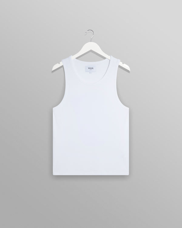 wax london Montague - White Ribbed Organic Cotton Vest