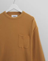 wax london Moore - Mustard Organic Waffle Textured Cotton T-Shirt