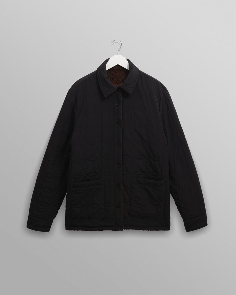 wax london men's Mount - Brown Reversible Bobble Wool Overshirt
