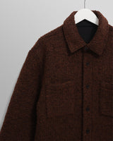 wax london men's Mount - Brown Reversible Bobble Wool Overshirt