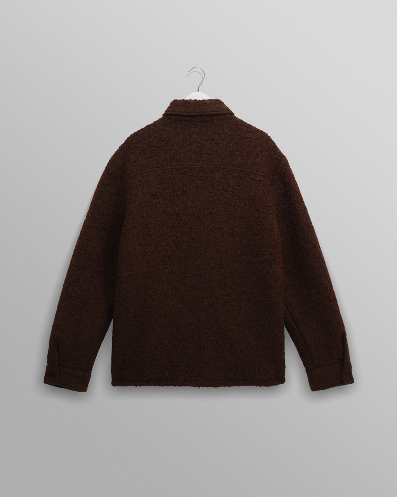 wax london men's Mount - Brown Reversible Bobble Wool Overshirt