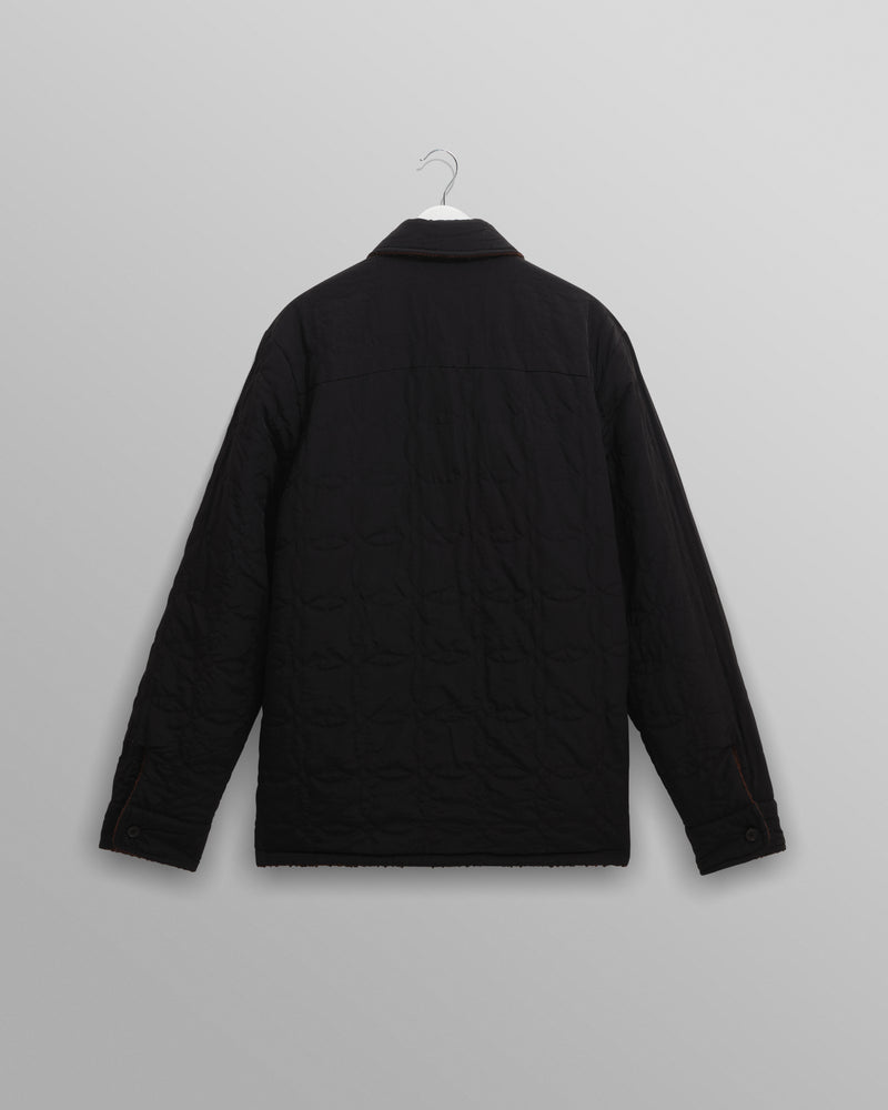 wax london men's Mount - Brown Reversible Bobble Wool Overshirt