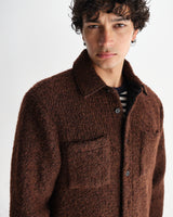 wax london men's Mount - Brown Reversible Bobble Wool Overshirt