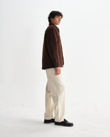 wax london men's Mount - Brown Reversible Bobble Wool Overshirt