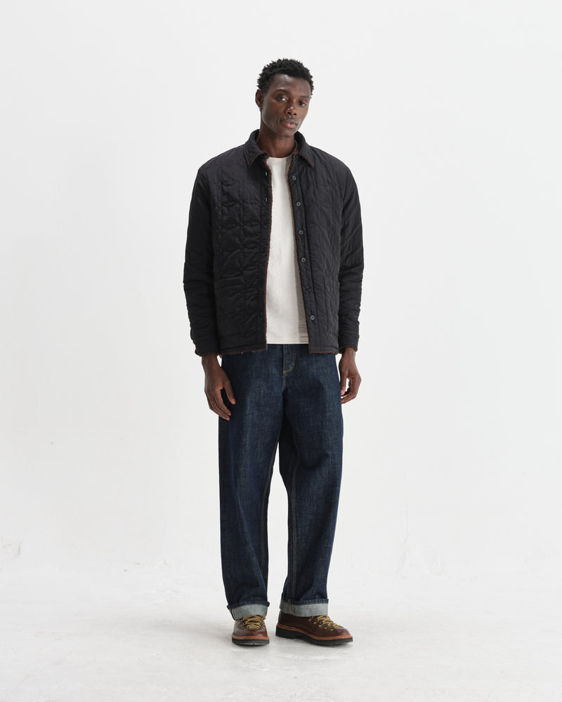 wax london men's Mount - Brown Reversible Bobble Wool Overshirt