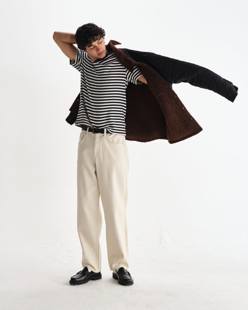 wax london men's Mount - Brown Reversible Bobble Wool Overshirt