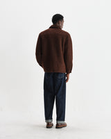 wax london men's Mount - Brown Reversible Bobble Wool Overshirt
