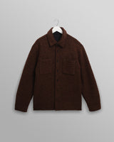 wax london men's Mount - Brown Reversible Bobble Wool Overshirt