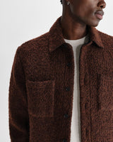wax london men's Mount - Brown Reversible Bobble Wool Overshirt