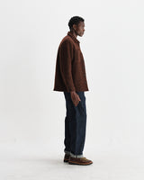 wax london men's Mount - Brown Reversible Bobble Wool Overshirt