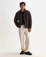 wax london men's Mount - Dusty Brown Reversible Boucle Wool Overshirt
