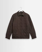 wax london men's Mount - Dusty Brown Reversible Boucle Wool Overshirt