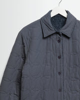 wax london men's Mount - Grey Blue Reversible Boucle Wool Overshirt