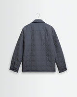 wax london men's Mount - Grey Blue Reversible Boucle Wool Overshirt