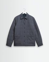 wax london men's Mount - Grey Blue Reversible Boucle Wool Overshirt