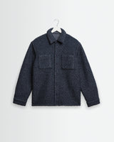wax london men's Mount - Grey Blue Reversible Boucle Wool Overshirt