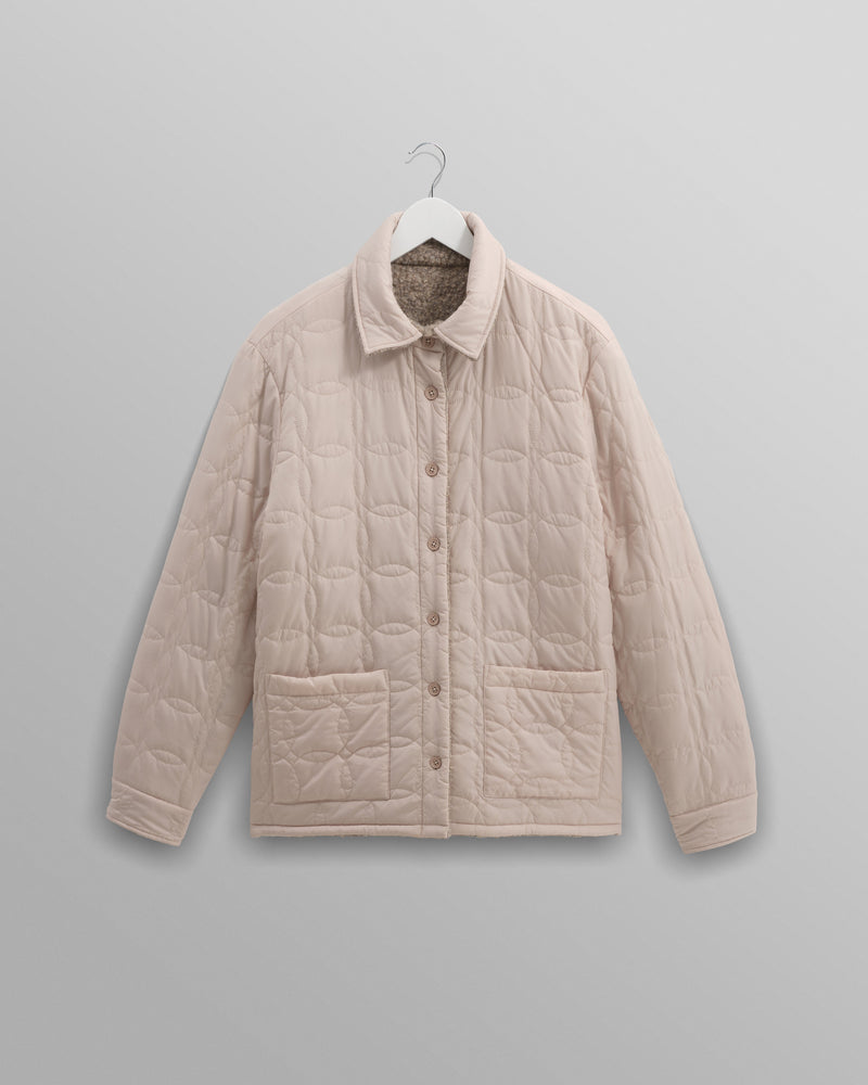 wax london men's Mount - Natural Reversible Boucle Wool Overshirt