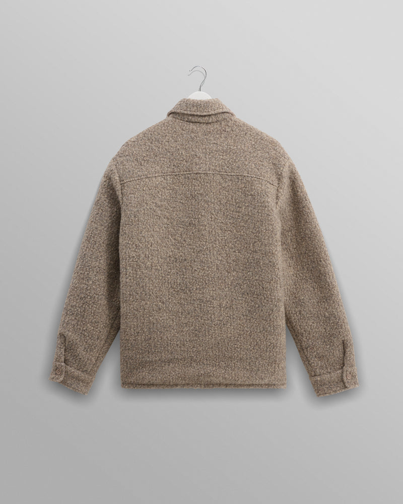 wax london men's Mount - Natural Reversible Boucle Wool Overshirt