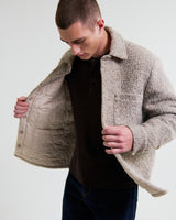 wax london men's Mount - Natural Reversible Boucle Wool Overshirt